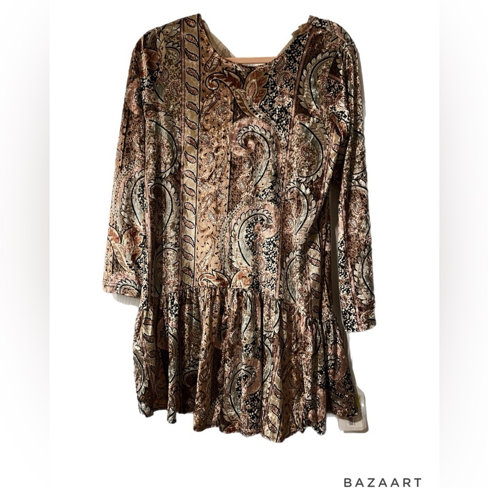 Cousin Earl Paisley Velvet Romper w/ pink tie & brass buttons in back. L4